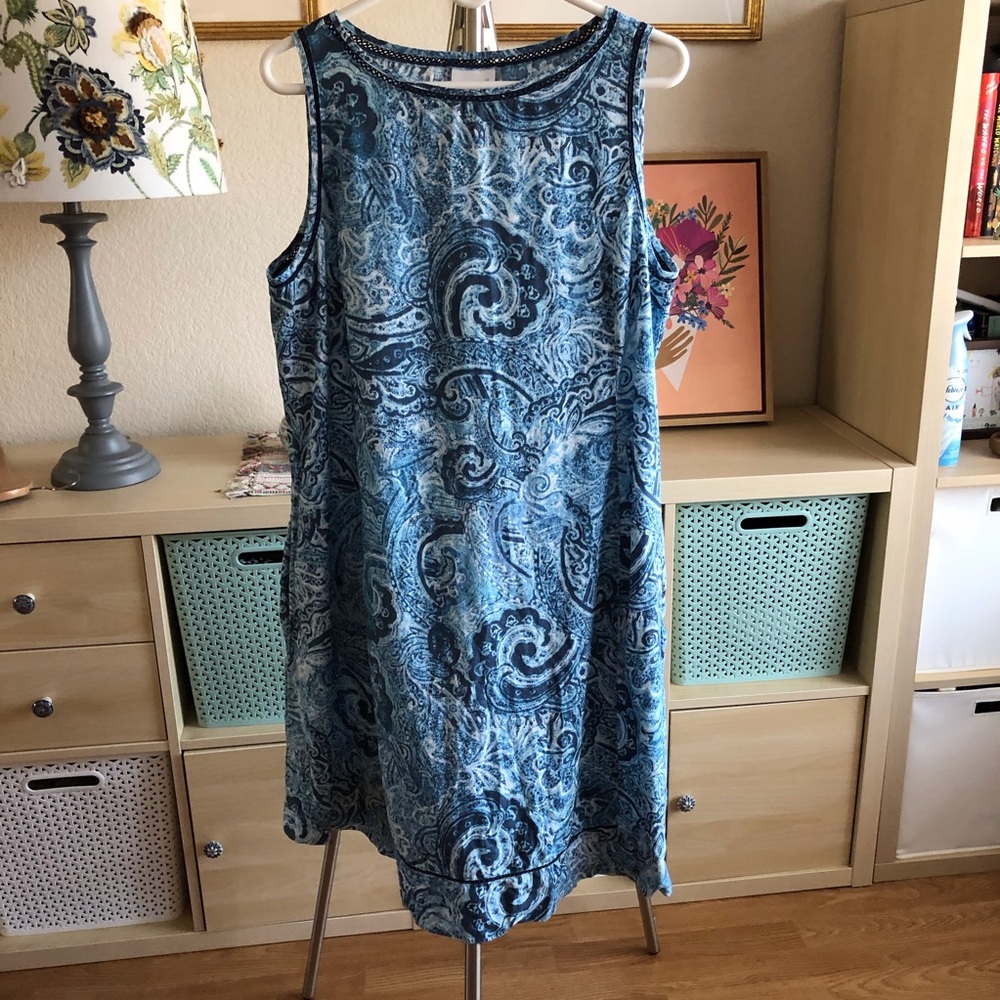 J. JILL Blue Paisley Linen Dress